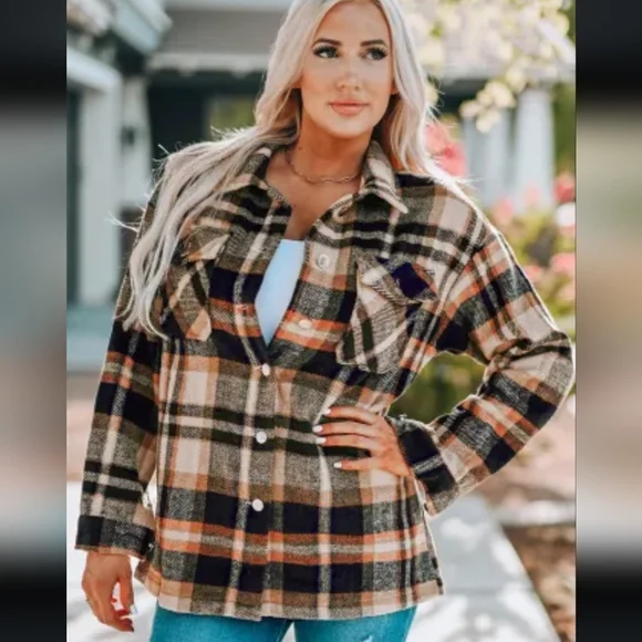 New orange plaid shacket - Picture 8 of 11